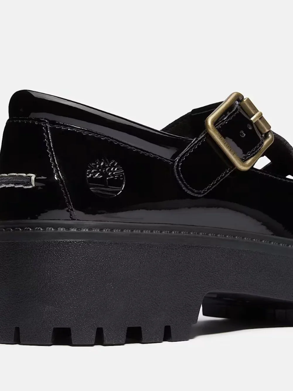 Timberland Women's Patent Leather Stone Street Platform Buckle Shoes, Size 8